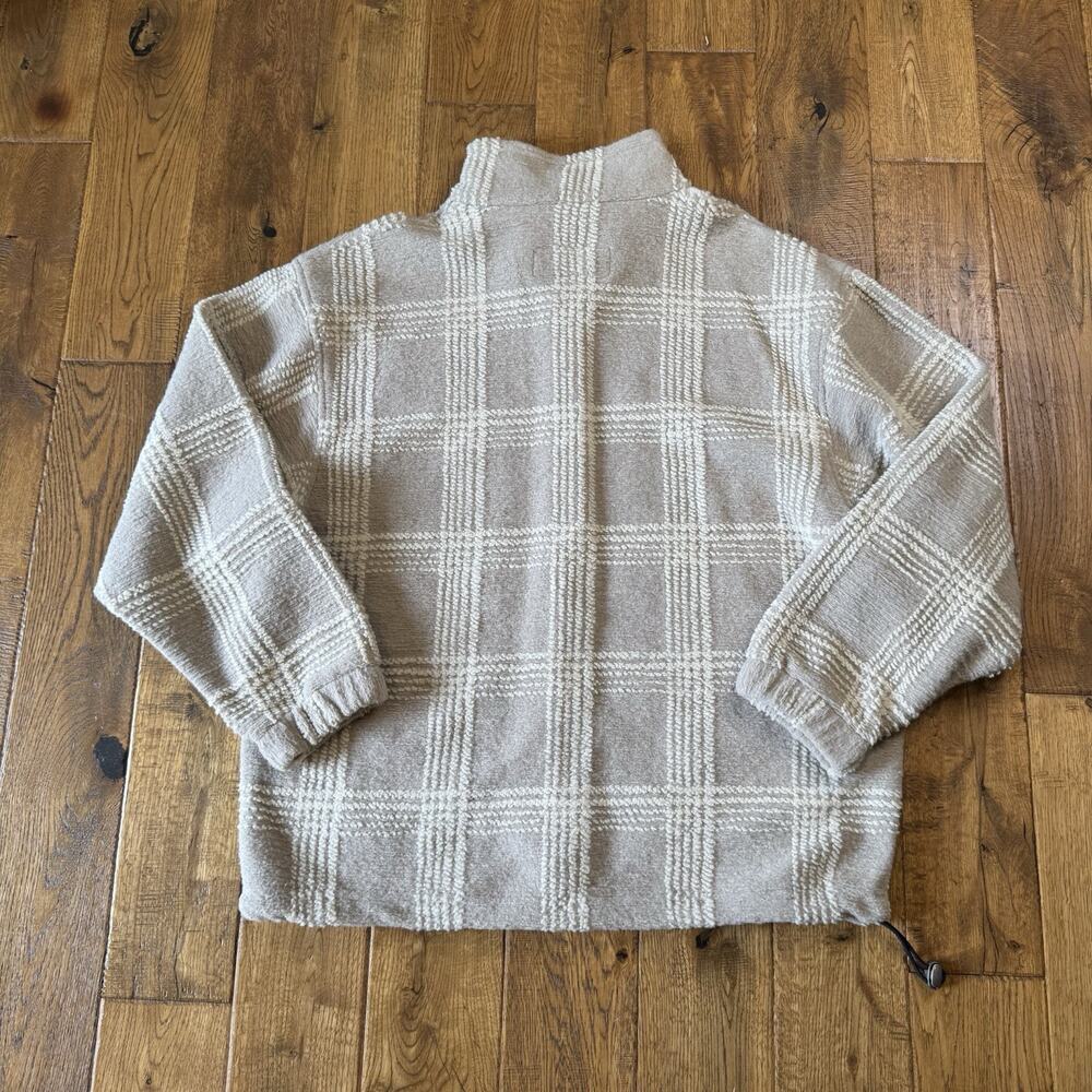 London Fog Beige White Plaid Full Zip Jacket Women's Sz XL Zip Pockets Bungee - Picture 5 of 5